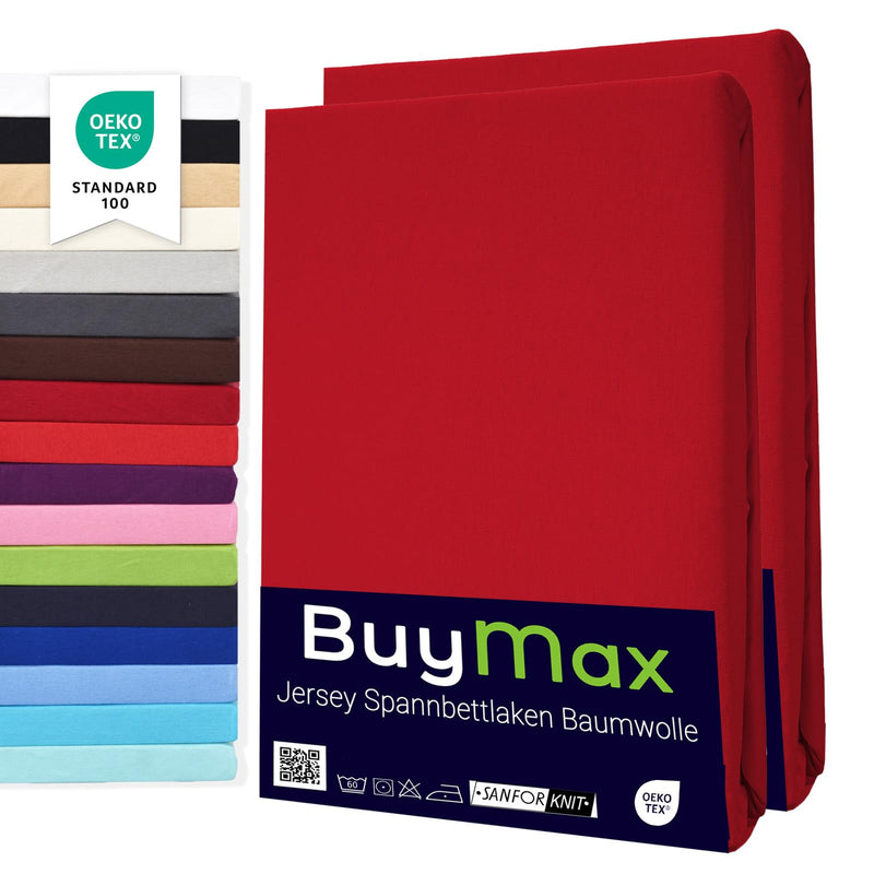 Buymax Spannbettlaken 140x200cm Baumwolle 100% Spannbetttuch Bettlaken Jersey, Matratzenhöhe bis 25 cm, Farbe Anthrazit-Grau ÖKO TEX Standard