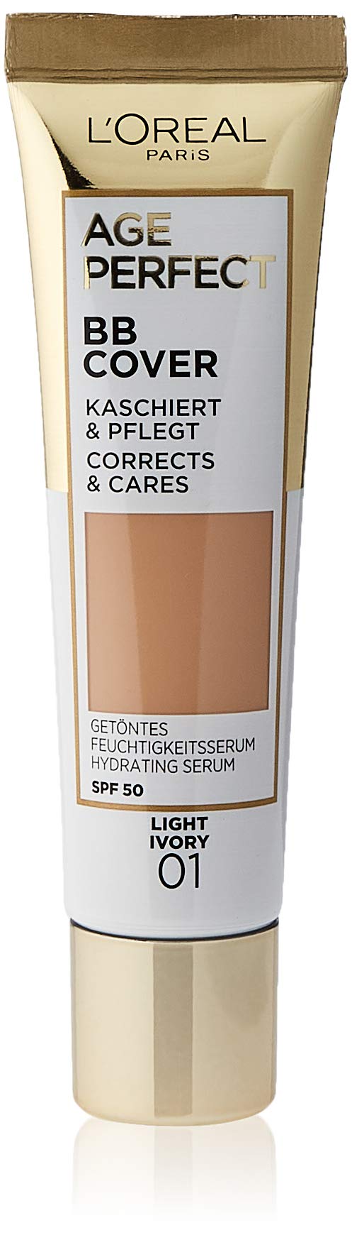 L'Oréal Paris Getöntes Feuchtigkeitsserum Age Perfect BB Cover 03 Light Sesame, 1 Stück