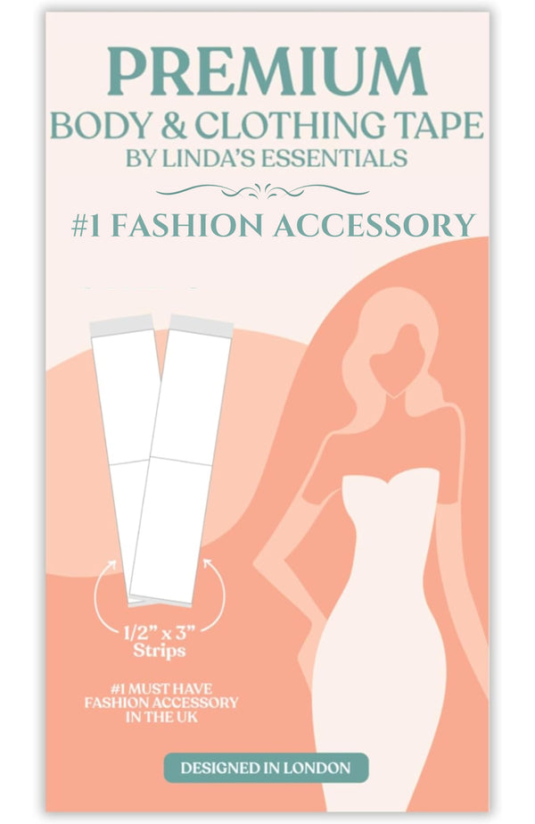 Linda's Essentials Fashion Tape doppelseitiges Klebeband für Körper und Kleidung, transparentes Body Tape, geeignet für alle Stoffarten und empfindliche Haut, selbstklebend mit starkem Halt,