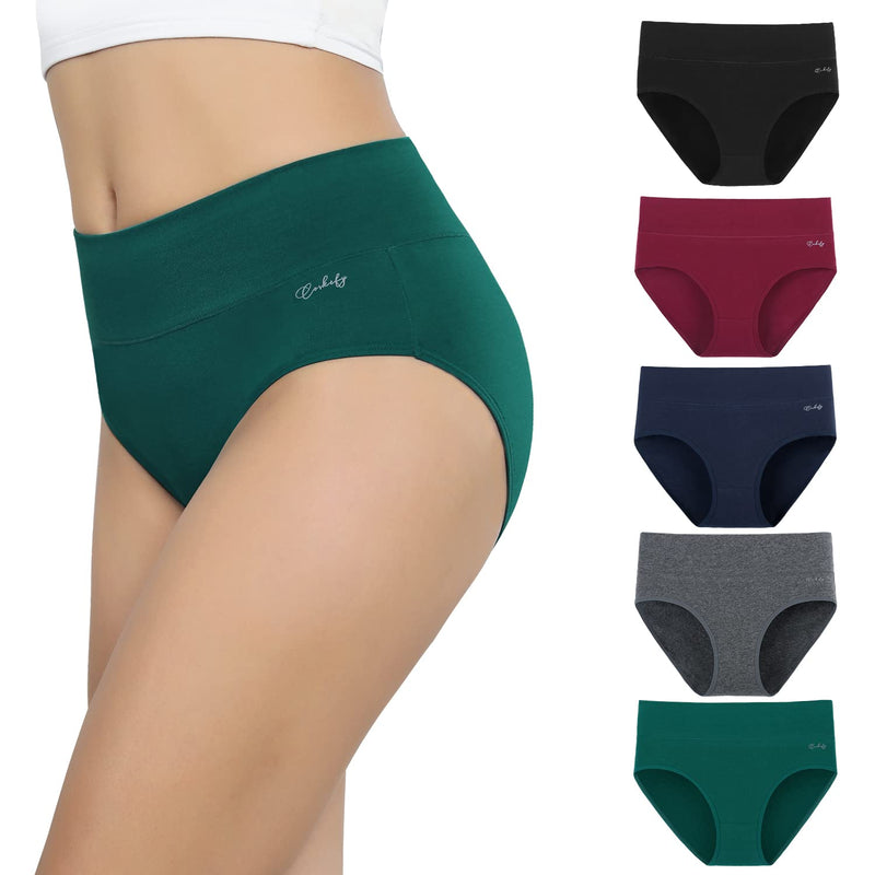 anqier Unterhosen Damen, 5er Pack Stretch Baumwolle Hohe Taille Slips Damen Atmungsaktiv Panties Weich Frauen Unterwäsche