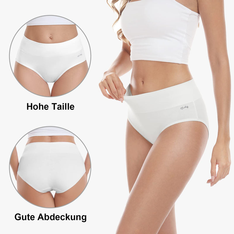 anqier Unterhosen Damen, 5er Pack Stretch Baumwolle Hohe Taille Slips Damen Atmungsaktiv Panties Weich Frauen Unterwäsche