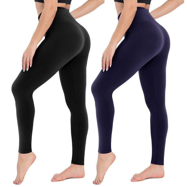 CAMPSNAIL 2er Pack Leggings Damen Schwarz- High Waist Sportleggins Blickdicht Sporthose für Gym Yoga