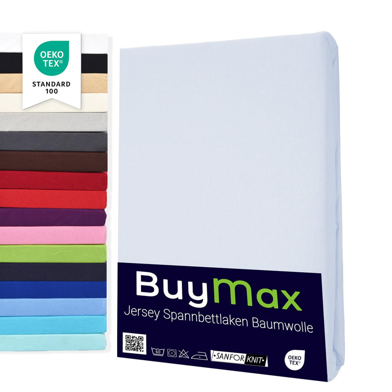 Buymax Spannbettlaken 140x200cm Baumwolle 100% Spannbetttuch Bettlaken Jersey, Matratzenhöhe bis 25 cm, Farbe Anthrazit-Grau ÖKO TEX Standard