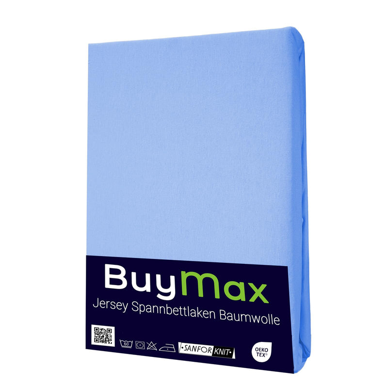 Buymax Spannbettlaken 140x200cm Baumwolle 100% Spannbetttuch Bettlaken Jersey, Matratzenhöhe bis 25 cm, Farbe Anthrazit-Grau ÖKO TEX Standard