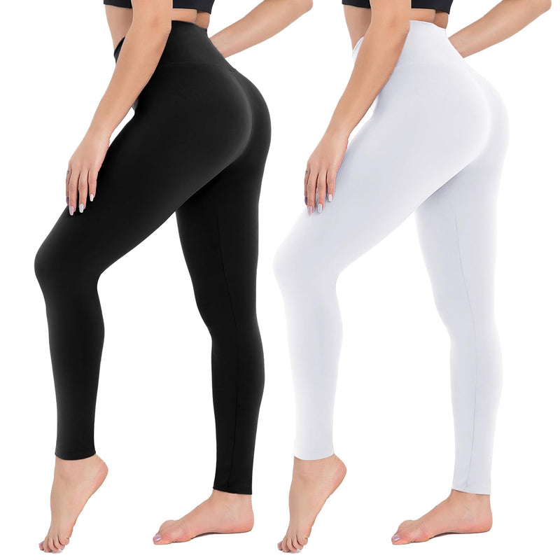 CAMPSNAIL 2er Pack Leggings Damen Schwarz- High Waist Sportleggins Blickdicht Sporthose für Gym Yoga