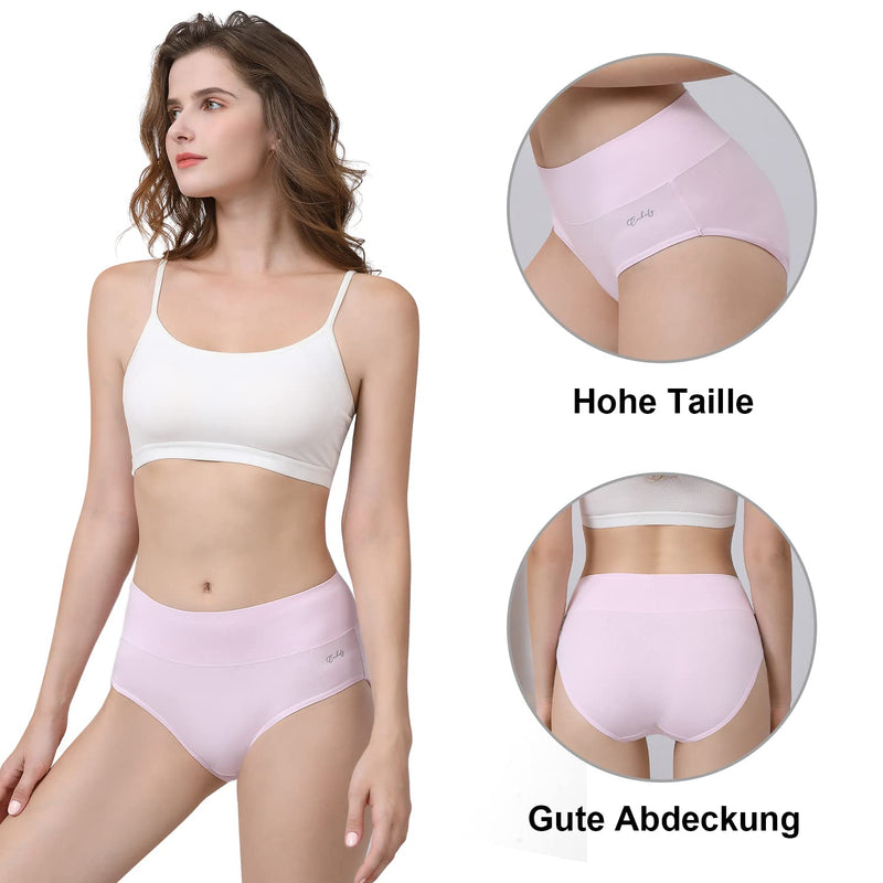 anqier Unterhosen Damen, 5er Pack Stretch Baumwolle Hohe Taille Slips Damen Atmungsaktiv Panties Weich Frauen Unterwäsche