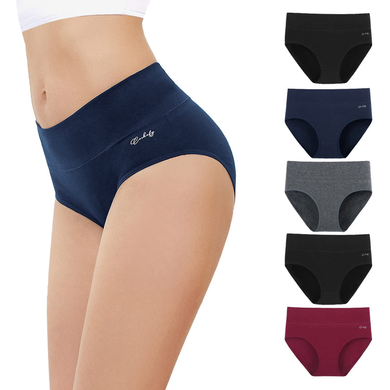 anqier Unterhosen Damen, 5er Pack Stretch Baumwolle Hohe Taille Slips Damen Atmungsaktiv Panties Weich Frauen Unterwäsche