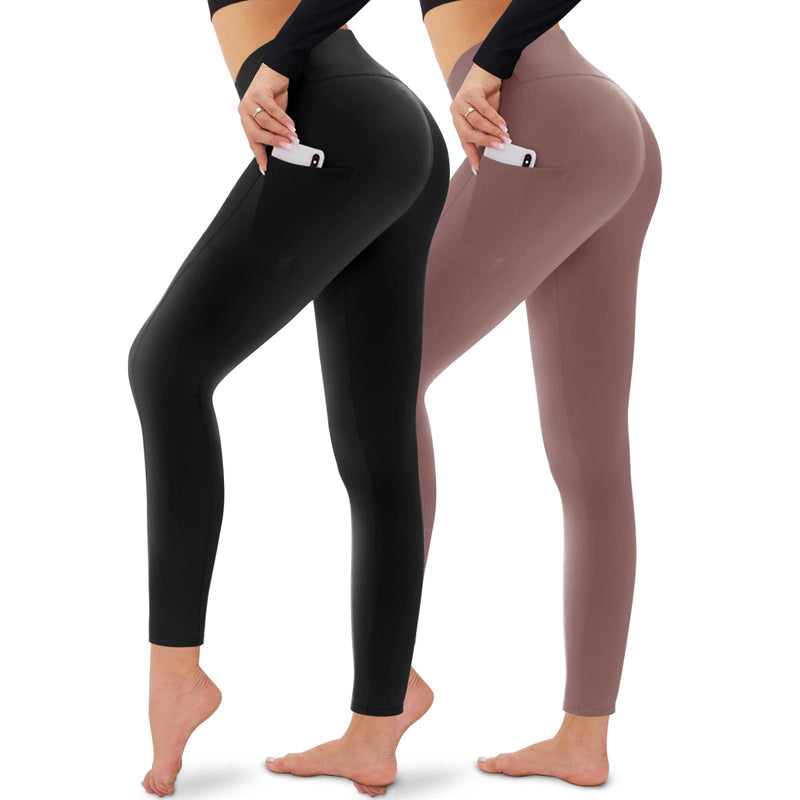 CAMPSNAIL 2er Pack Leggings Damen Schwarz- High Waist Sportleggins Blickdicht Sporthose für Gym Yoga