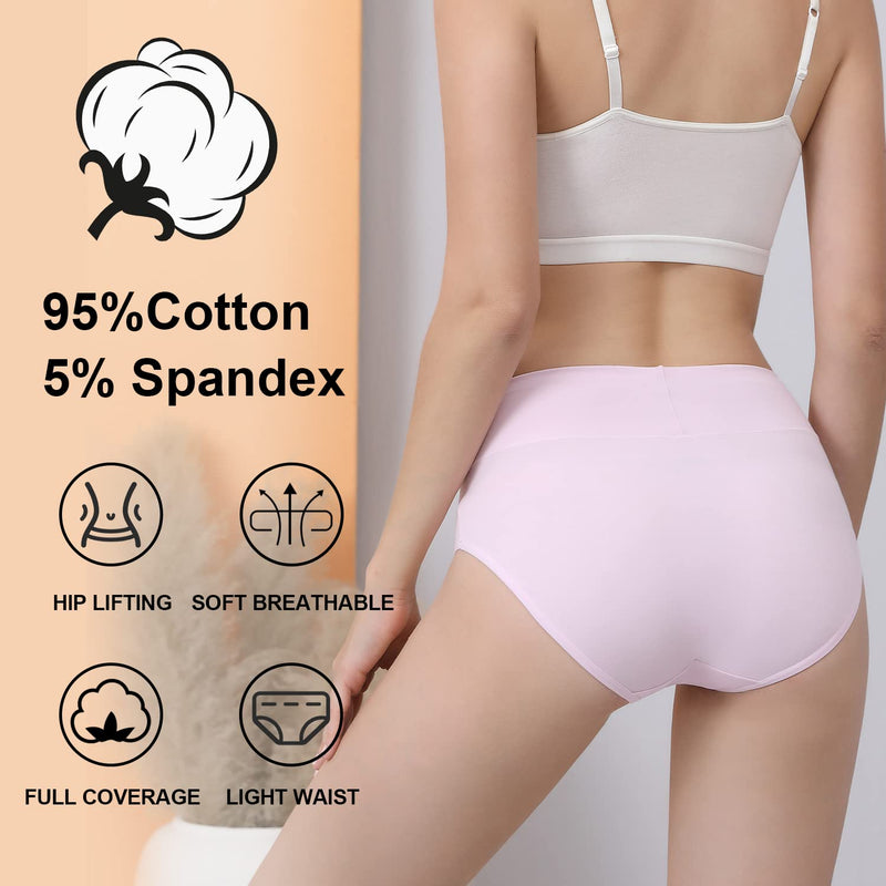 anqier Unterhosen Damen, 5er Pack Stretch Baumwolle Hohe Taille Slips Damen Atmungsaktiv Panties Weich Frauen Unterwäsche