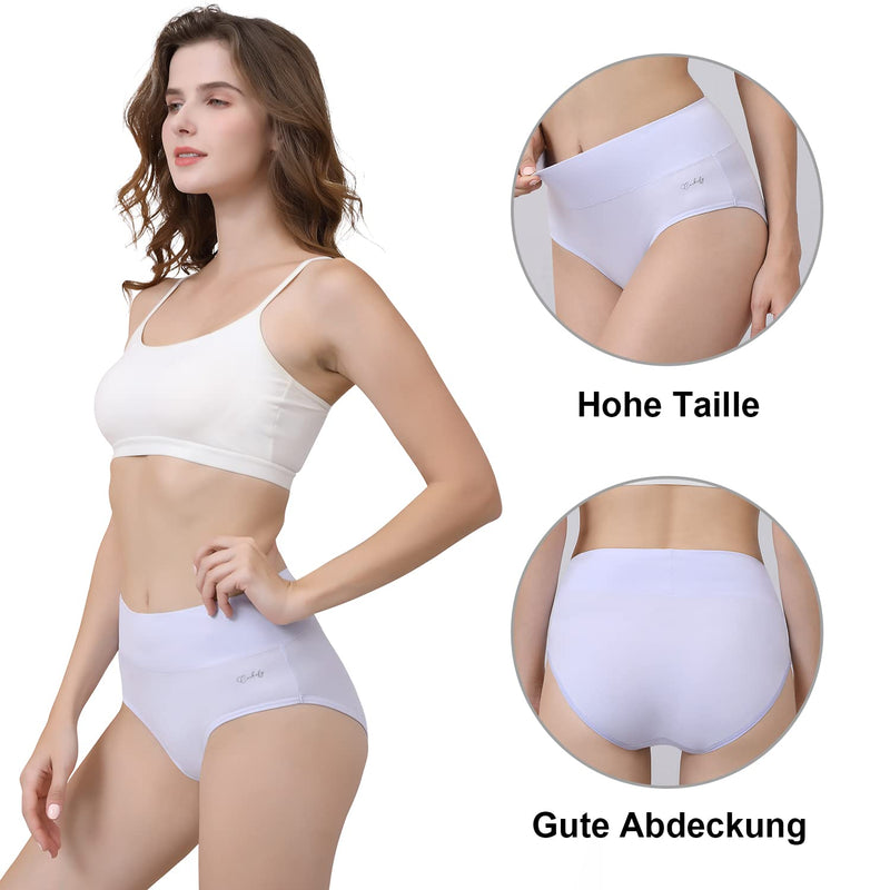 anqier Unterhosen Damen, 5er Pack Stretch Baumwolle Hohe Taille Slips Damen Atmungsaktiv Panties Weich Frauen Unterwäsche