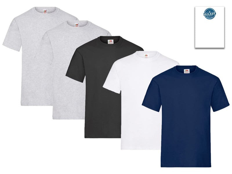 Fruit of the Loom Herren T-Shirt 5er-Pack Heavy Cotton M L XL XXL 3XL Diverse Farbsets