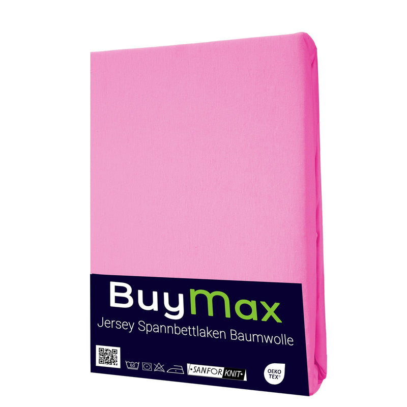 Buymax Spannbettlaken 140x200cm Baumwolle 100% Spannbetttuch Bettlaken Jersey, Matratzenhöhe bis 25 cm, Farbe Anthrazit-Grau ÖKO TEX Standard