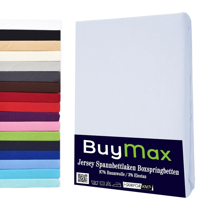 Buymax Spannbettlaken 140x200cm Baumwolle 100% Spannbetttuch Bettlaken Jersey, Matratzenhöhe bis 25 cm, Farbe Anthrazit-Grau ÖKO TEX Standard