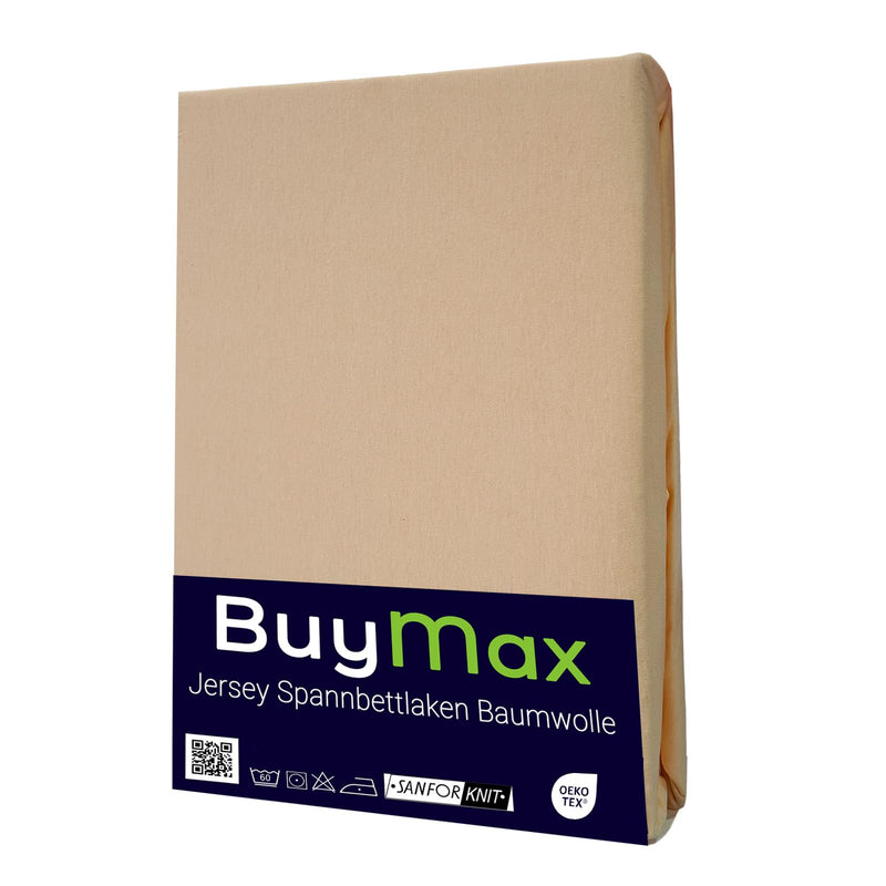 Buymax Spannbettlaken 140x200cm Baumwolle 100% Spannbetttuch Bettlaken Jersey, Matratzenhöhe bis 25 cm, Farbe Anthrazit-Grau ÖKO TEX Standard