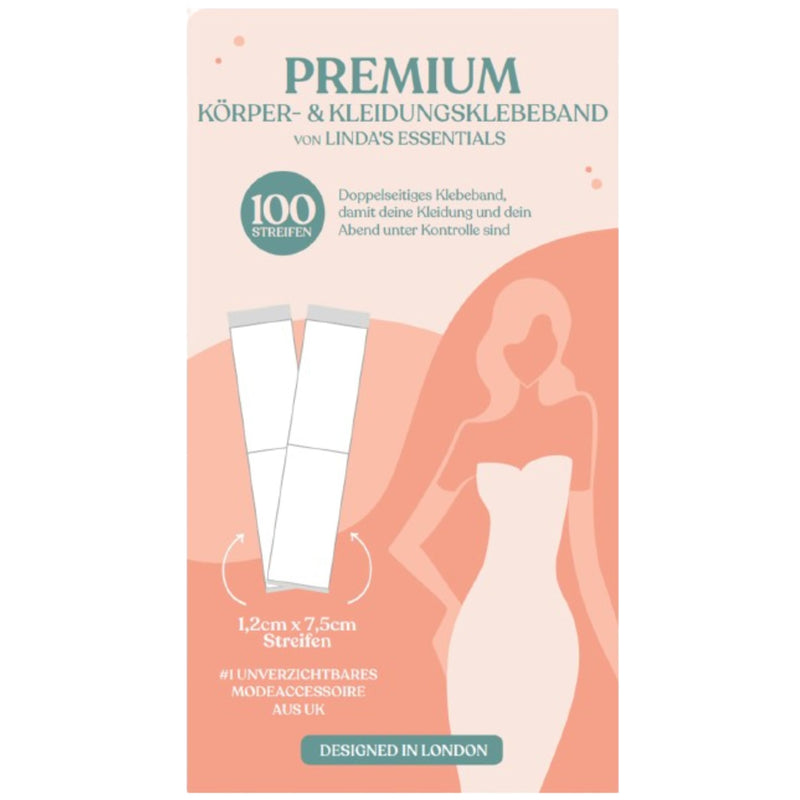 Linda's Essentials Fashion Tape doppelseitiges Klebeband für Körper und Kleidung, transparentes Body Tape, geeignet für alle Stoffarten und empfindliche Haut, selbstklebend mit starkem Halt,