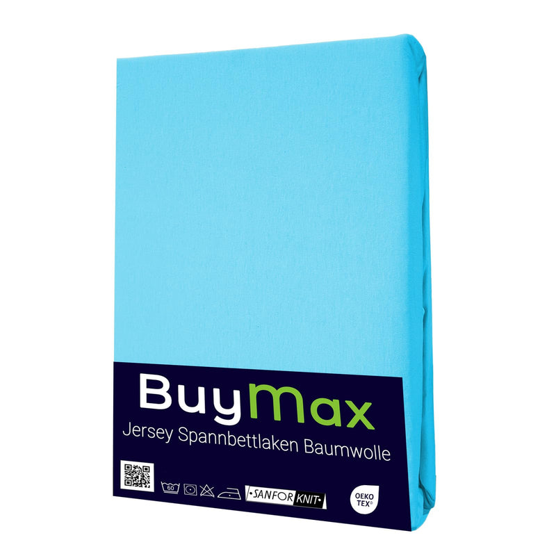 Buymax Spannbettlaken 140x200cm Baumwolle 100% Spannbetttuch Bettlaken Jersey, Matratzenhöhe bis 25 cm, Farbe Anthrazit-Grau ÖKO TEX Standard