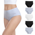 anqier Unterhosen Damen, 5er Pack Stretch Baumwolle Hohe Taille Slips Damen Atmungsaktiv Panties Weich Frauen Unterwäsche