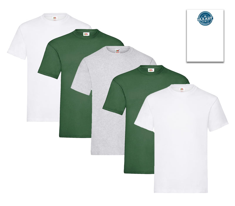 Fruit of the Loom Herren T-Shirt 5er-Pack Heavy Cotton M L XL XXL 3XL Diverse Farbsets