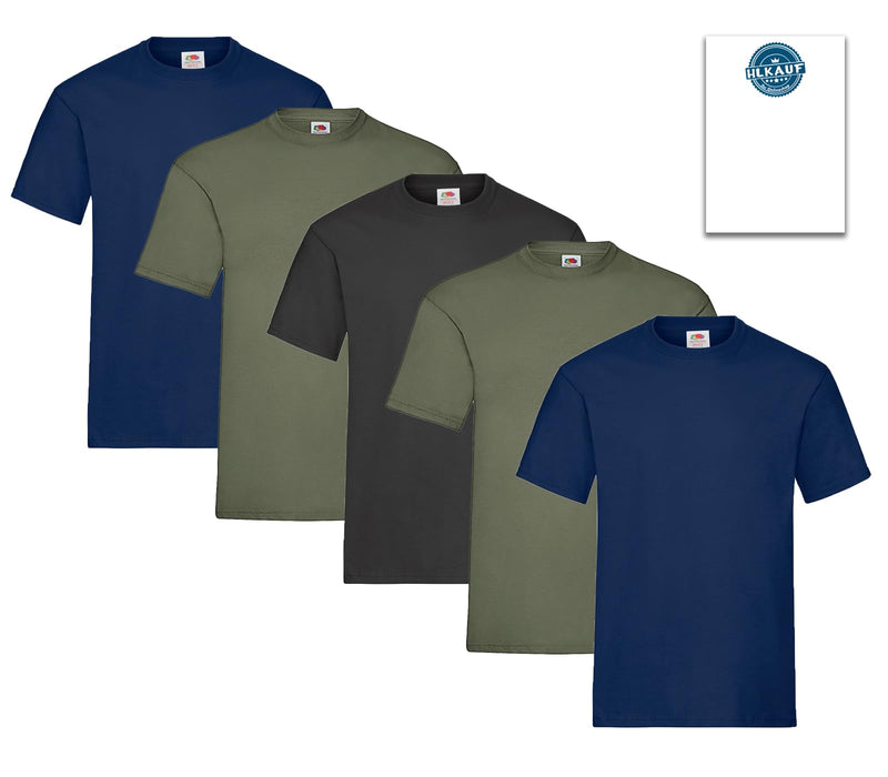 Fruit of the Loom Herren T-Shirt 5er-Pack Heavy Cotton M L XL XXL 3XL Diverse Farbsets