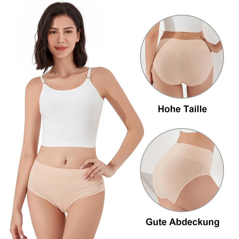 anqier Unterhosen Damen, 5er Pack Stretch Baumwolle Hohe Taille Slips Damen Atmungsaktiv Panties Weich Frauen Unterwäsche