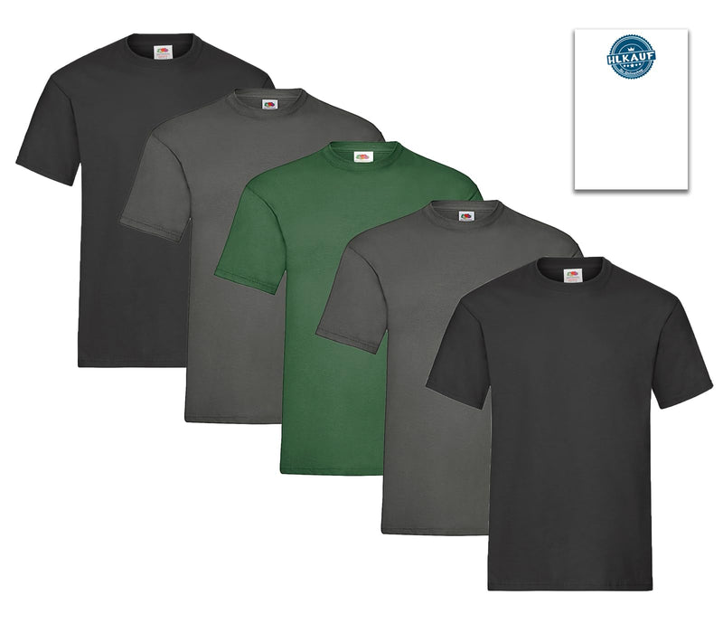 Fruit of the Loom Herren T-Shirt 5er-Pack Heavy Cotton M L XL XXL 3XL Diverse Farbsets