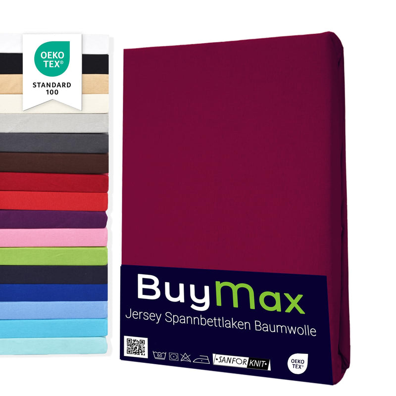 Buymax Spannbettlaken 140x200cm Baumwolle 100% Spannbetttuch Bettlaken Jersey, Matratzenhöhe bis 25 cm, Farbe Anthrazit-Grau ÖKO TEX Standard