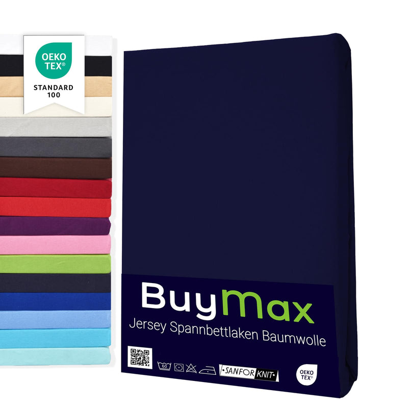 Buymax Spannbettlaken 140x200cm Baumwolle 100% Spannbetttuch Bettlaken Jersey, Matratzenhöhe bis 25 cm, Farbe Anthrazit-Grau ÖKO TEX Standard