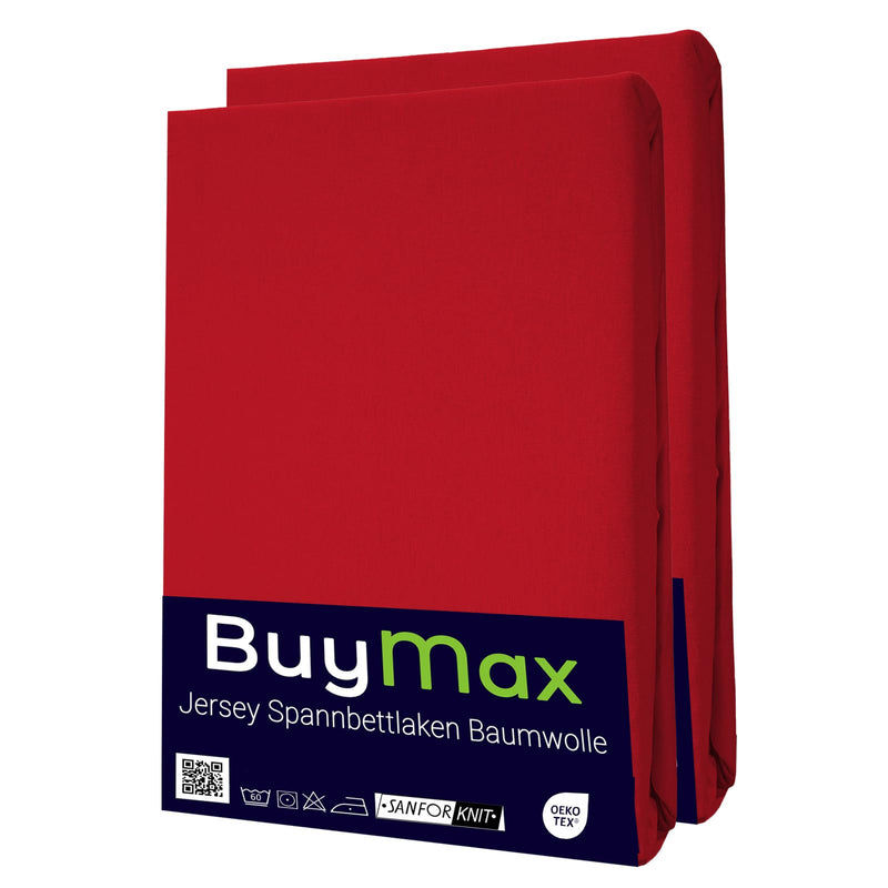 Buymax Spannbettlaken 140x200cm Baumwolle 100% Spannbetttuch Bettlaken Jersey, Matratzenhöhe bis 25 cm, Farbe Anthrazit-Grau ÖKO TEX Standard