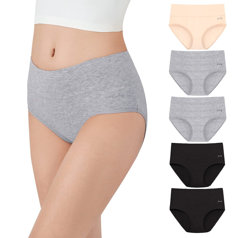 anqier Unterhosen Damen, 5er Pack Stretch Baumwolle Hohe Taille Slips Damen Atmungsaktiv Panties Weich Frauen Unterwäsche