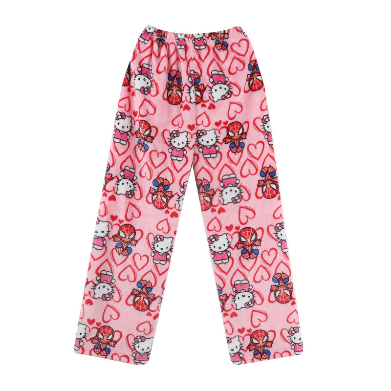 Hello Kἰtty Damen Schlafanzughose Hosen Lang Flanell Pyjama Hose Damen Schlafhose Weich Kawaii Pyjamas Anime Bequeme Warme Pyjamahose Lounge Hose Ideal zum Schlafen Warmes Geschenk für sie