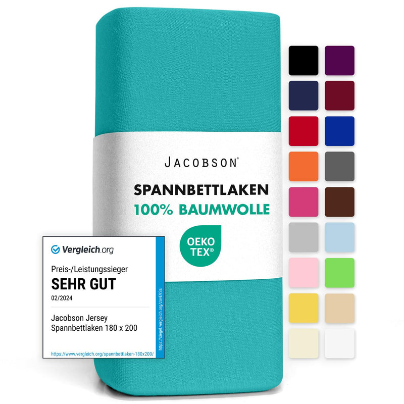 Jacobson Jersey Spannbettlaken Spannbetttuch Baumwolle Bettlaken (180x200-200x200 cm, Grau)