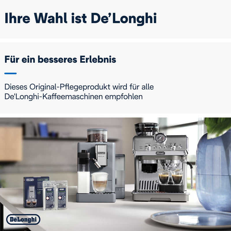 De'Longhi Original EcoDecalk DLSC 500 – Entkalker für Kaffeemaschinen & Kaffeevollautomaten, Universal Kalklöser für 5 Entkalkungsvorgänge, 500 ml, Weiß