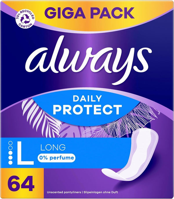 Always Daily Protect Slipeinlagen Damen Long (64 Binden), Gigapack, ohne Duft