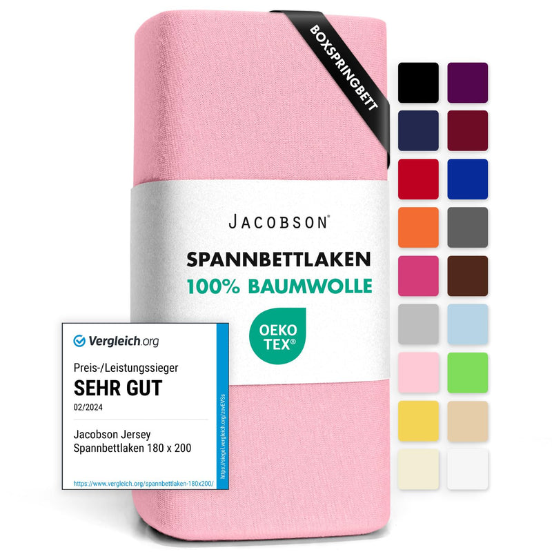 Jacobson Jersey Spannbettlaken Spannbetttuch Baumwolle Bettlaken (180x200-200x200 cm, Grau)