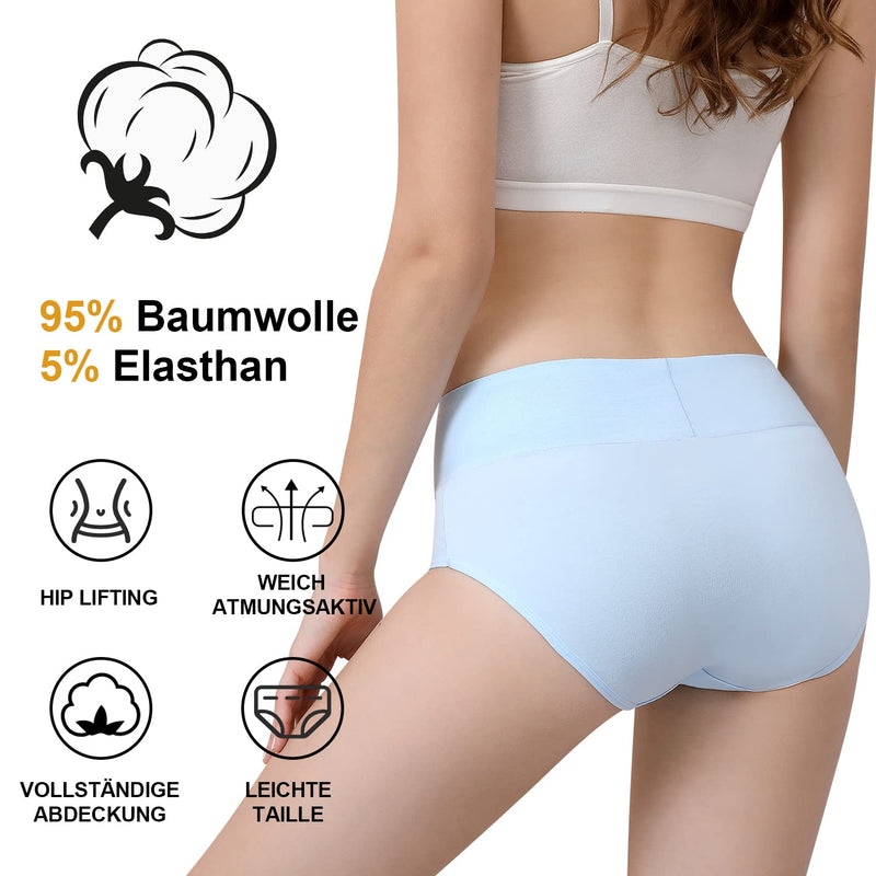 anqier Unterhosen Damen, 5er Pack Stretch Baumwolle Hohe Taille Slips Damen Atmungsaktiv Panties Weich Frauen Unterwäsche