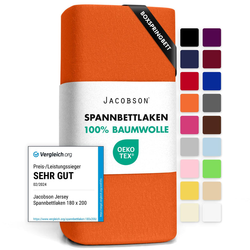 Jacobson Jersey Spannbettlaken Spannbetttuch Baumwolle Bettlaken (180x200-200x200 cm, Grau)