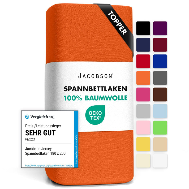 Jacobson Jersey Spannbettlaken Spannbetttuch Baumwolle Bettlaken (180x200-200x200 cm, Grau)