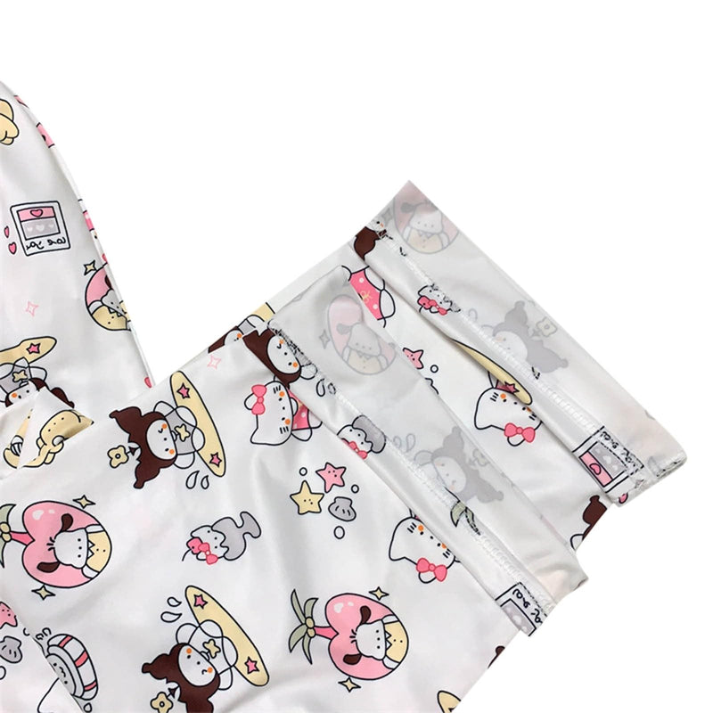 Hello Kἰtty Damen Schlafanzughose Hosen Lang Flanell Pyjama Hose Damen Schlafhose Weich Kawaii Pyjamas Anime Bequeme Warme Pyjamahose Lounge Hose Ideal zum Schlafen Warmes Geschenk für sie