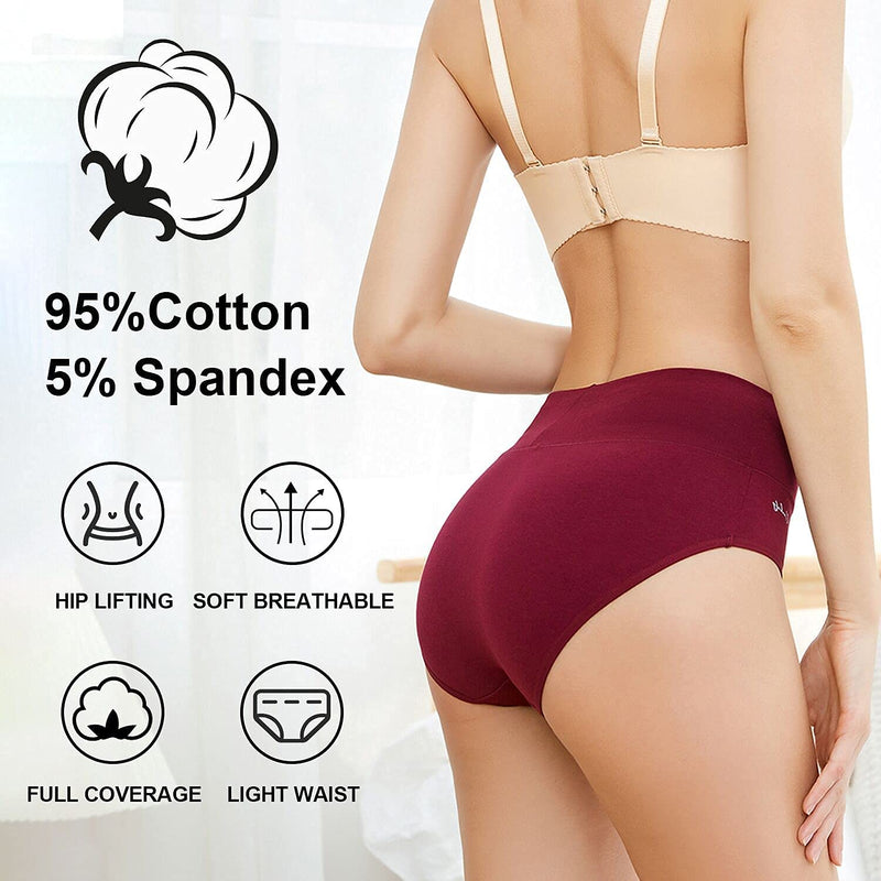 anqier Unterhosen Damen, 5er Pack Stretch Baumwolle Hohe Taille Slips Damen Atmungsaktiv Panties Weich Frauen Unterwäsche