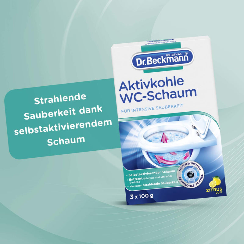 Dr. Beckmann Aktivkohle Wc-Schaum, Selbstaktivierender Schaum 3x 100 g