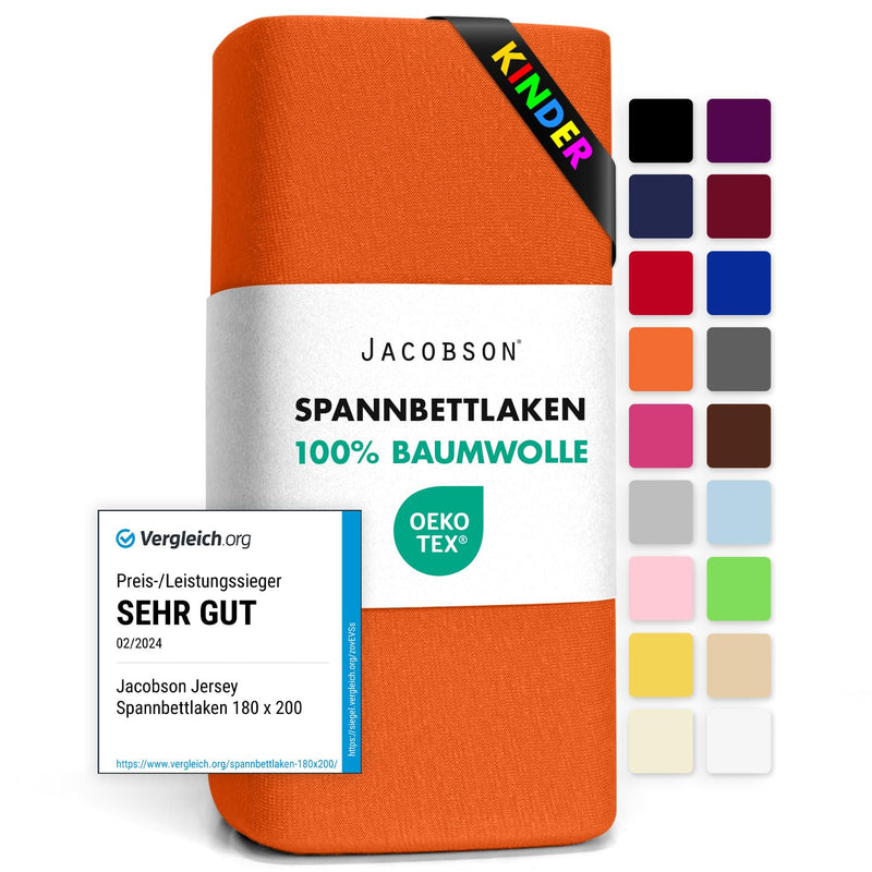 Jacobson Jersey Spannbettlaken Spannbetttuch Baumwolle Bettlaken (180x200-200x200 cm, Grau)