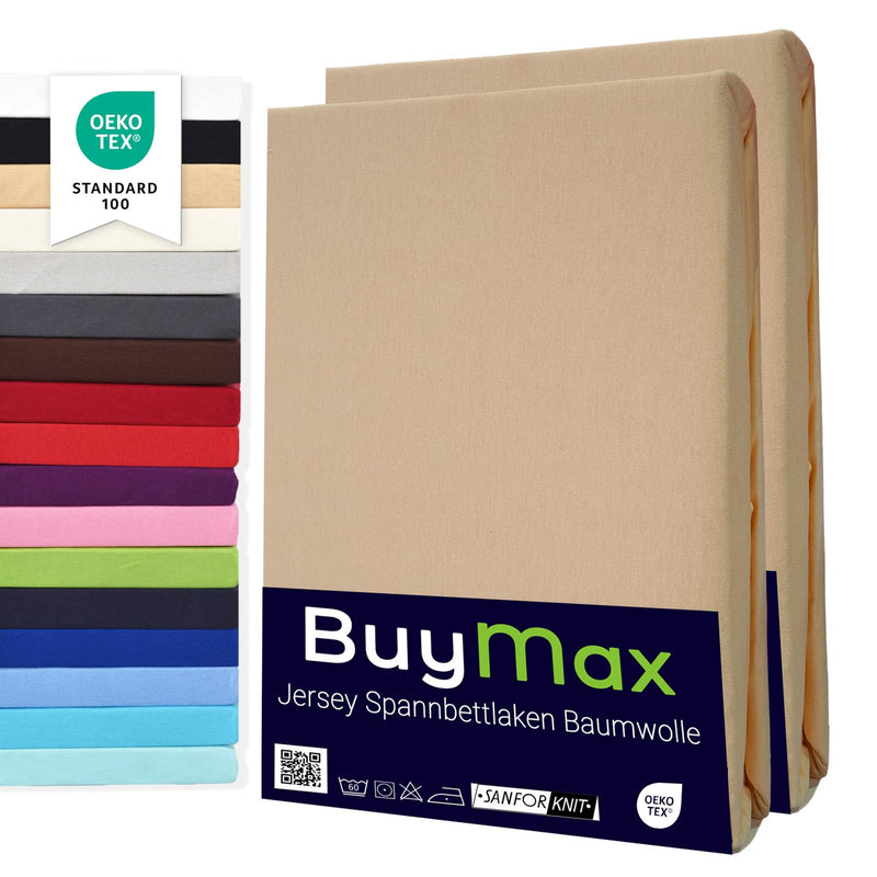 Buymax Spannbettlaken 140x200cm Baumwolle 100% Spannbetttuch Bettlaken Jersey, Matratzenhöhe bis 25 cm, Farbe Anthrazit-Grau ÖKO TEX Standard