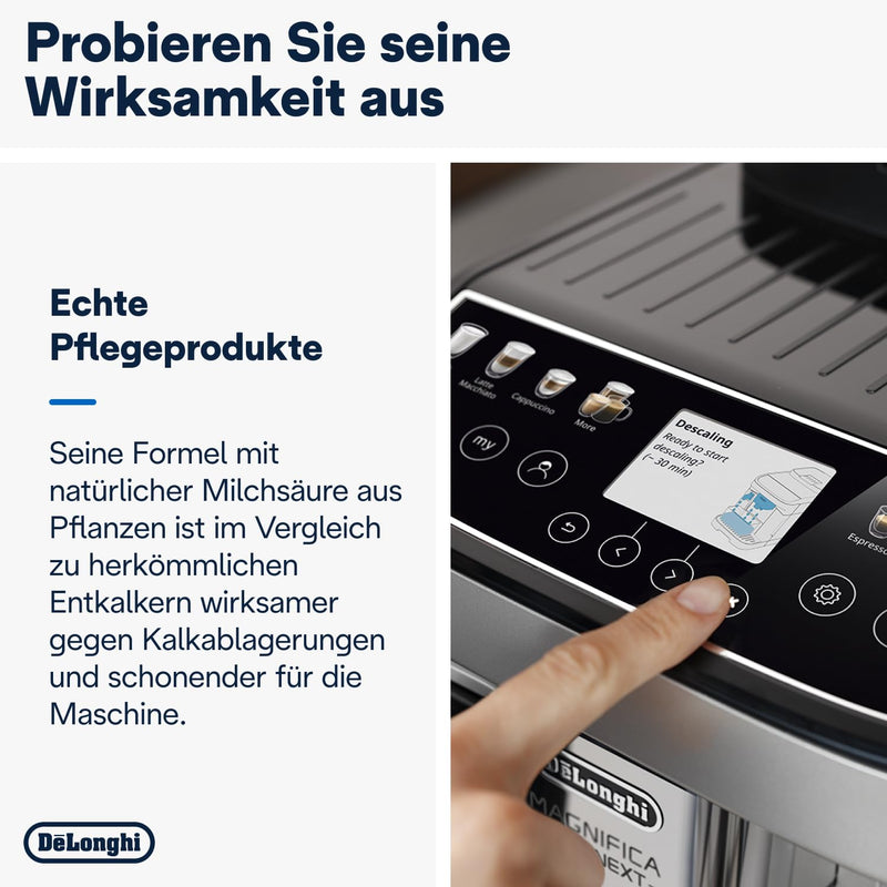 De'Longhi Original EcoDecalk DLSC 500 – Entkalker für Kaffeemaschinen & Kaffeevollautomaten, Universal Kalklöser für 5 Entkalkungsvorgänge, 500 ml, Weiß