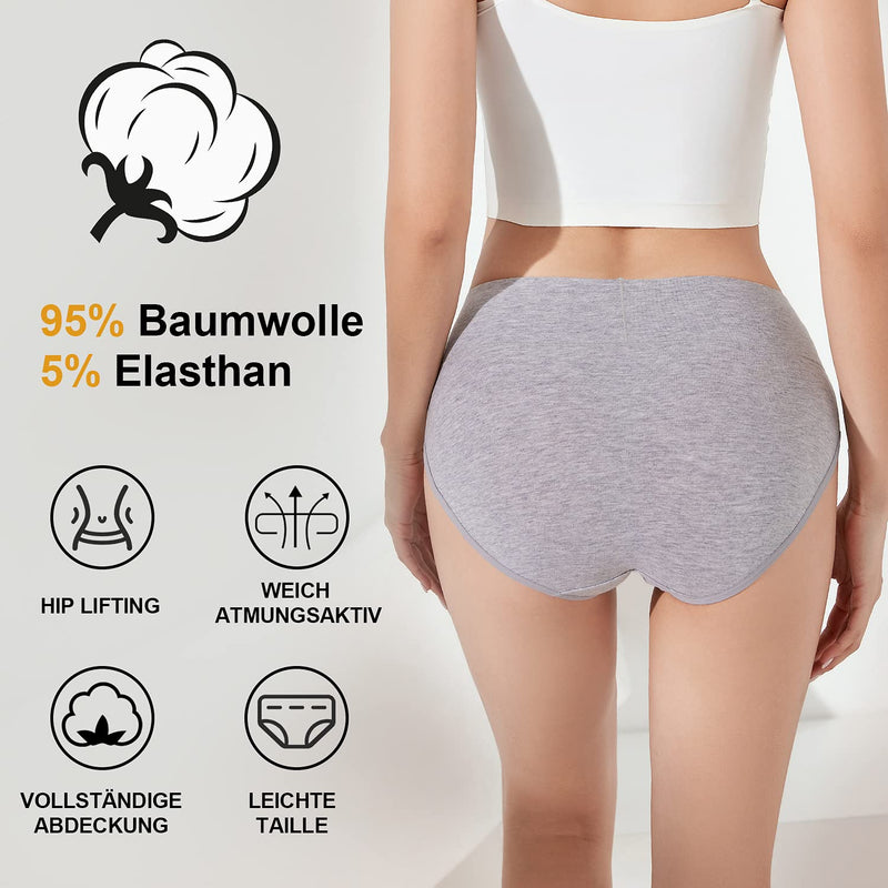 anqier Unterhosen Damen, 5er Pack Stretch Baumwolle Hohe Taille Slips Damen Atmungsaktiv Panties Weich Frauen Unterwäsche