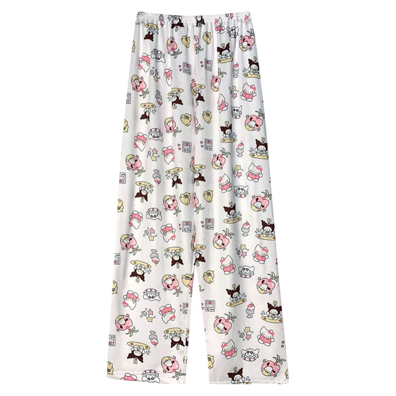 Hello Kἰtty Damen Schlafanzughose Hosen Lang Flanell Pyjama Hose Damen Schlafhose Weich Kawaii Pyjamas Anime Bequeme Warme Pyjamahose Lounge Hose Ideal zum Schlafen Warmes Geschenk für sie