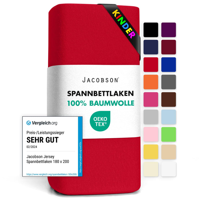 Jacobson Jersey Spannbettlaken Spannbetttuch Baumwolle Bettlaken (180x200-200x200 cm, Grau)