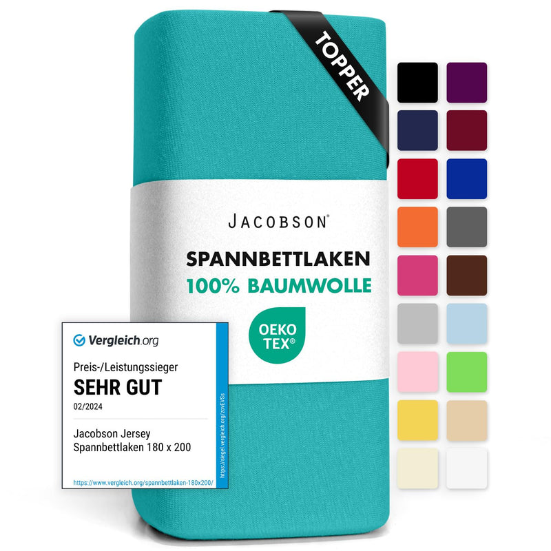 Jacobson Jersey Spannbettlaken Spannbetttuch Baumwolle Bettlaken (180x200-200x200 cm, Grau)