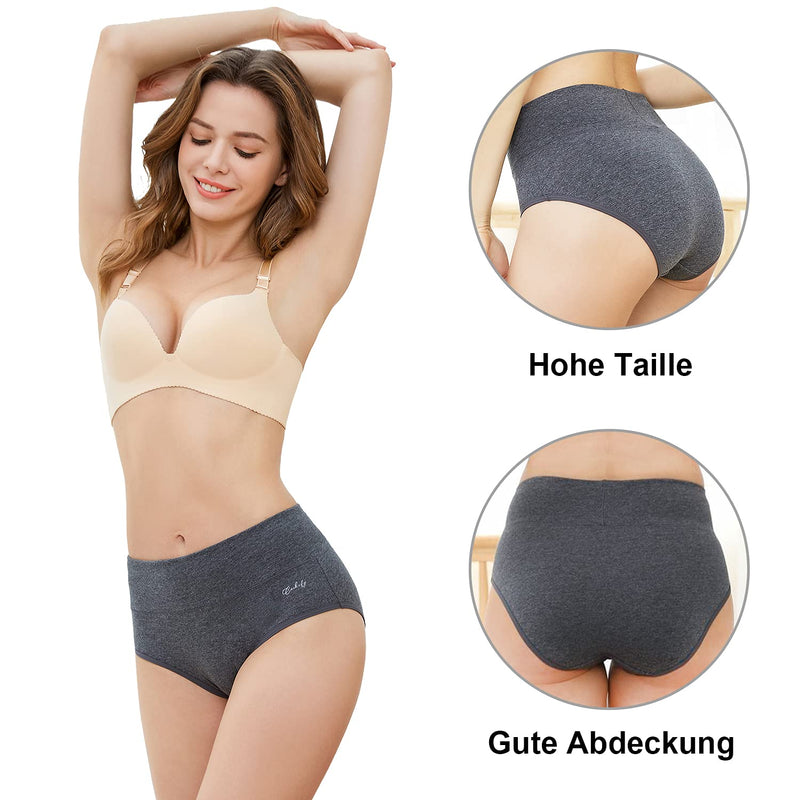 anqier Unterhosen Damen, 5er Pack Stretch Baumwolle Hohe Taille Slips Damen Atmungsaktiv Panties Weich Frauen Unterwäsche