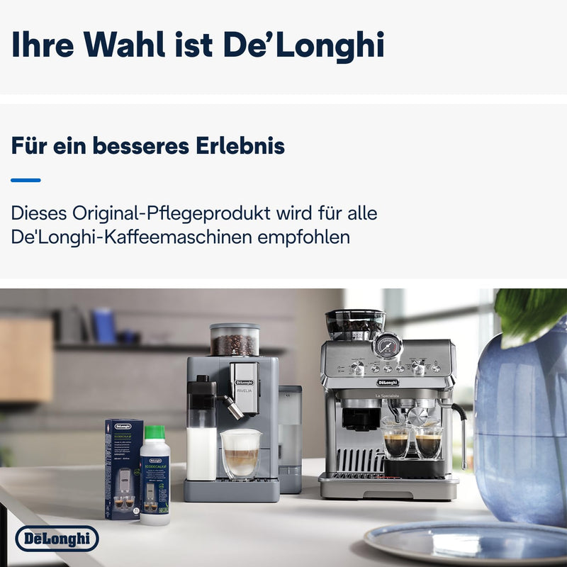 De'Longhi Original EcoDecalk DLSC 500 – Entkalker für Kaffeemaschinen & Kaffeevollautomaten, Universal Kalklöser für 5 Entkalkungsvorgänge, 500 ml, Weiß