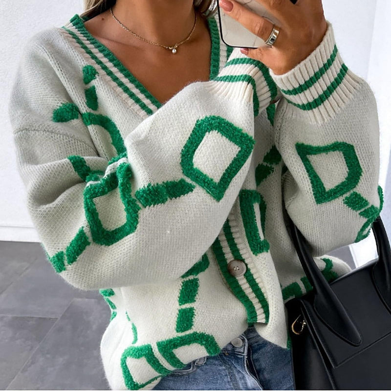 Strickpullover Damen knöpfen Struktur V-Ausschnitt Cardigan Herbst Winter Warm Bequem Pullover Casual Mode Strickjacke Lose Elegant Jacke Knopf Kurz Gestrickt Shirt Strickmantel